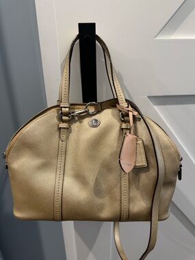 Coach Metallic Gold Saffiano Leather Shoulder Bag